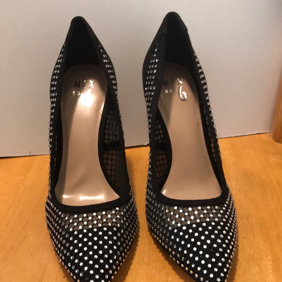 Mix No. 6 Shoes - New.  Mix no. 6  black suede like with rhinestones all over. 5” heels.